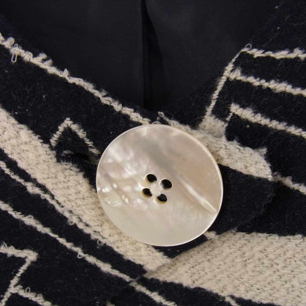 mina perhonen ミナペルホネン MA2137 Stream Jacket ストリーム シルク混 ウール ノーカラー ジャケット ブラック系 ホワイト系 36【中古】