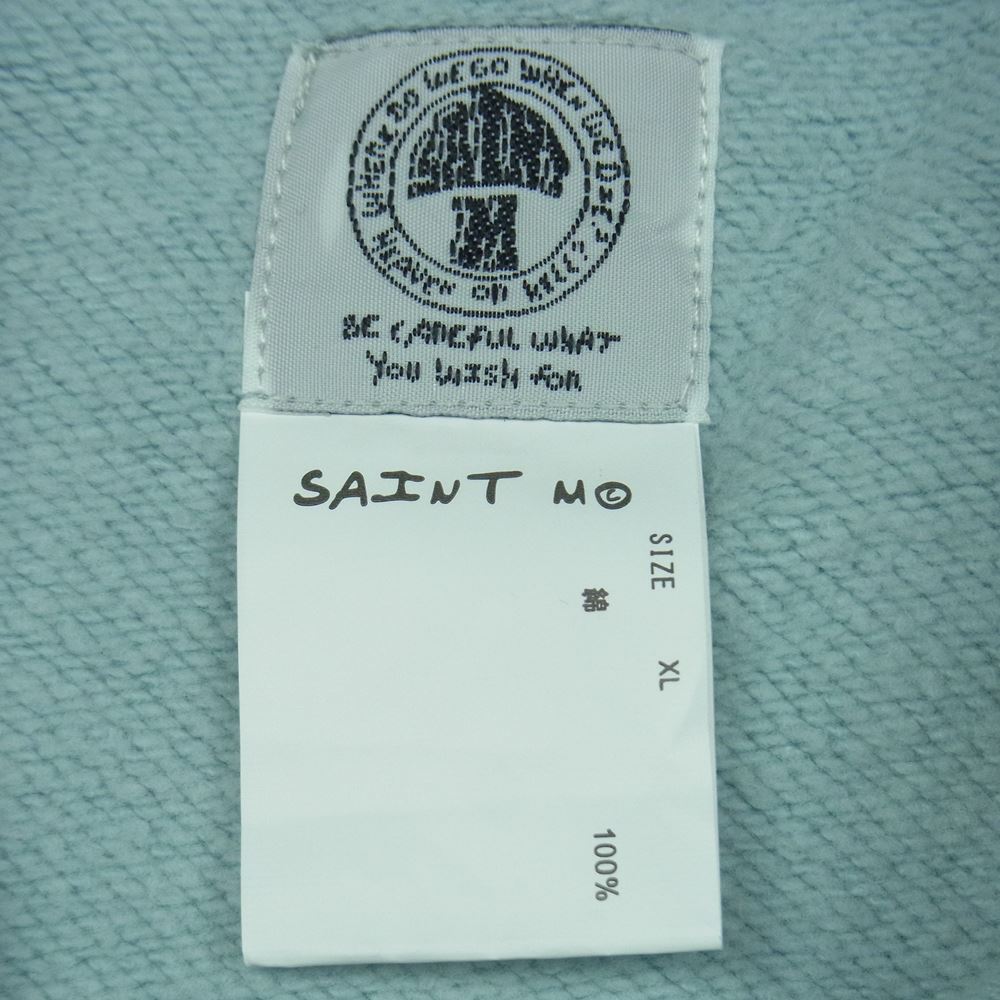 セントマイケル 21SS SM-S21-0000-042 Hoodie Angel ダメージ加工 エンジェル プリント スウェット パーカー ライトブルー系 XL【美品】【中古】