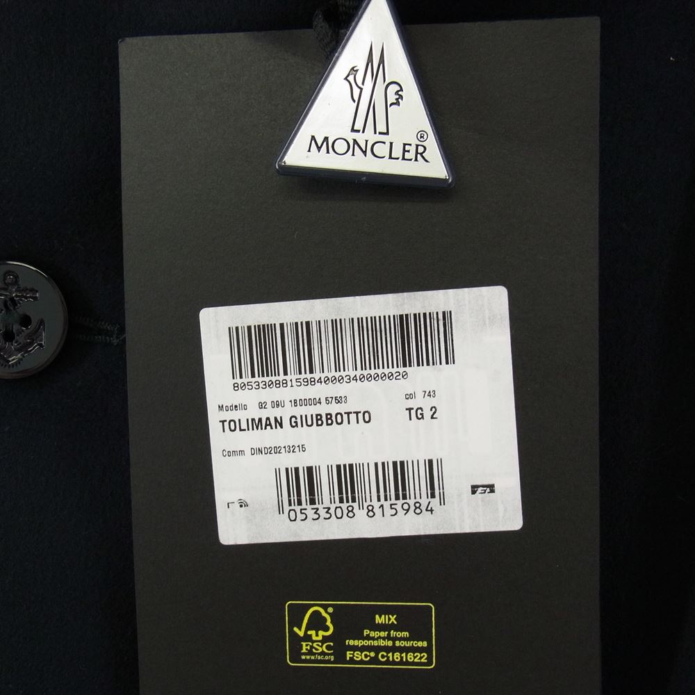 MONCLER モンクレール GENIUS × FRAGMENT フラグメント 21AW TOLIMAN 2 Pコート ダークネイビー系 2【極上美品】【中古】
