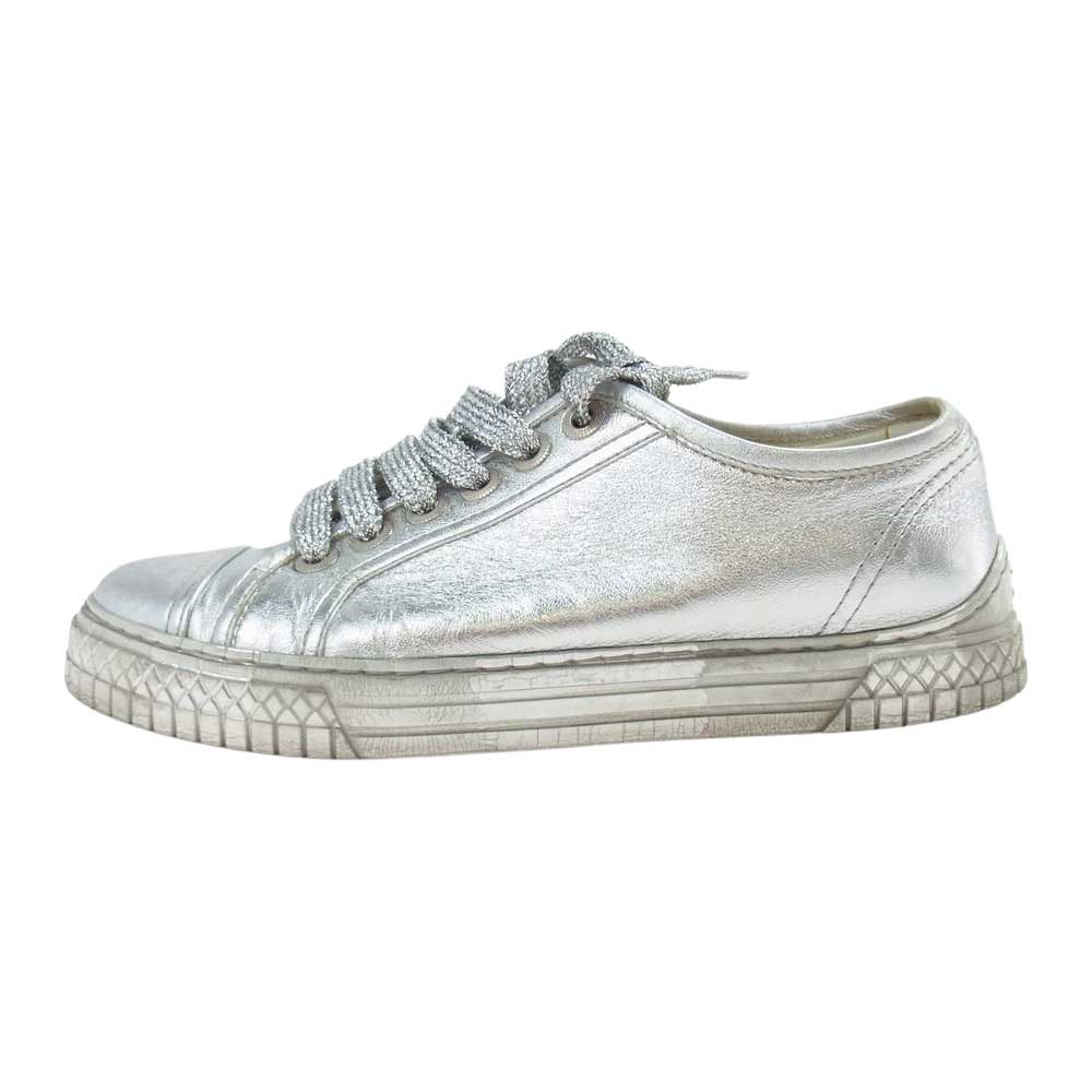 CHANEL シャネル ココマーク ローカット スニーカー シルバー シルバー系 36【中古】