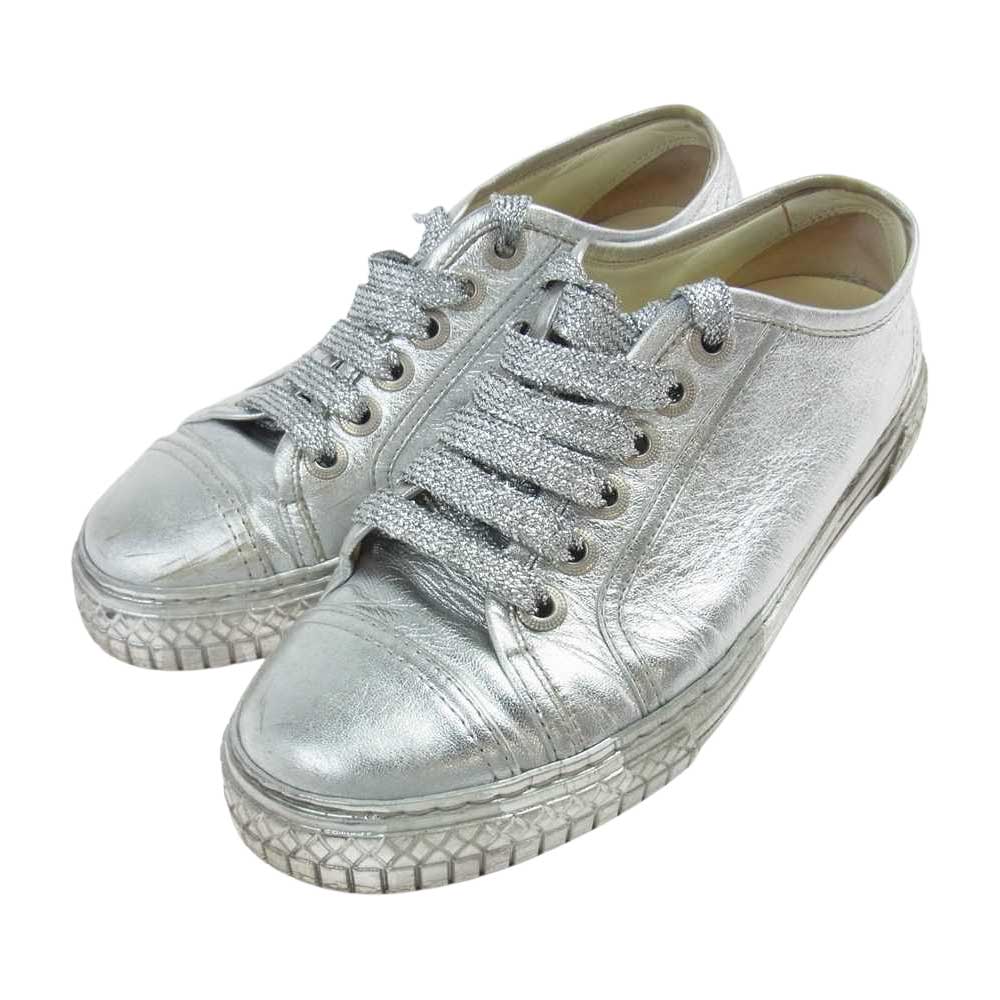 CHANEL シャネル ココマーク ローカット スニーカー シルバー シルバー系 36【中古】