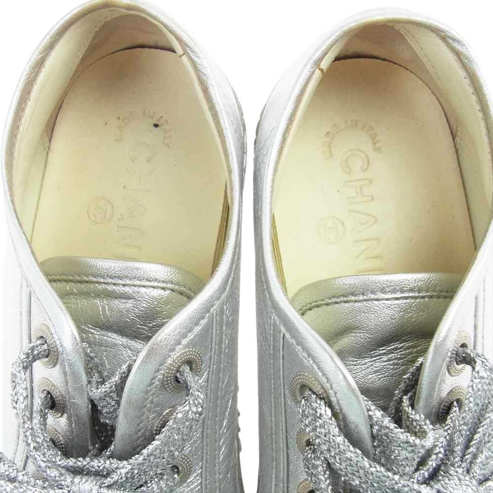CHANEL シャネル ココマーク ローカット スニーカー シルバー シルバー系 36【中古】
