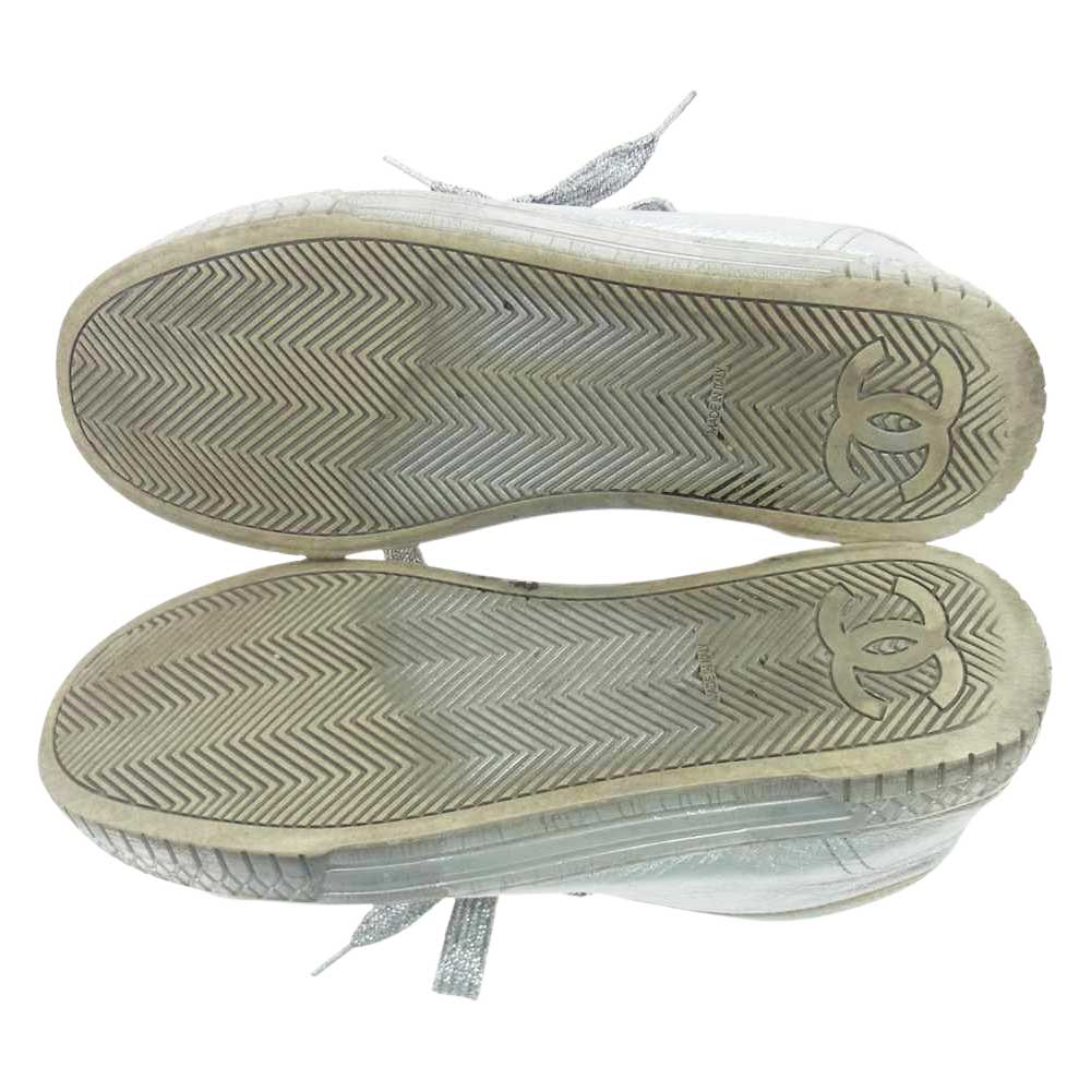 CHANEL シャネル ココマーク ローカット スニーカー シルバー シルバー系 36【中古】