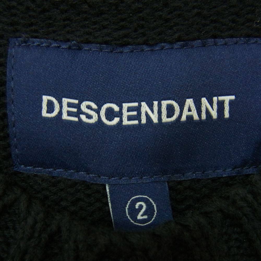 DESCENDANT ディセンダント JEU COTTON KNIT ワンポイント クルー ネック ニット  ブラック系 2【中古】
