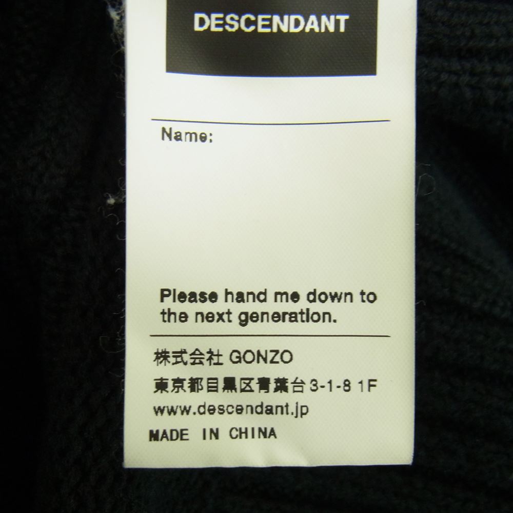 DESCENDANT ディセンダント JEU COTTON KNIT ワンポイント クルー ネック ニット  ブラック系 2【中古】