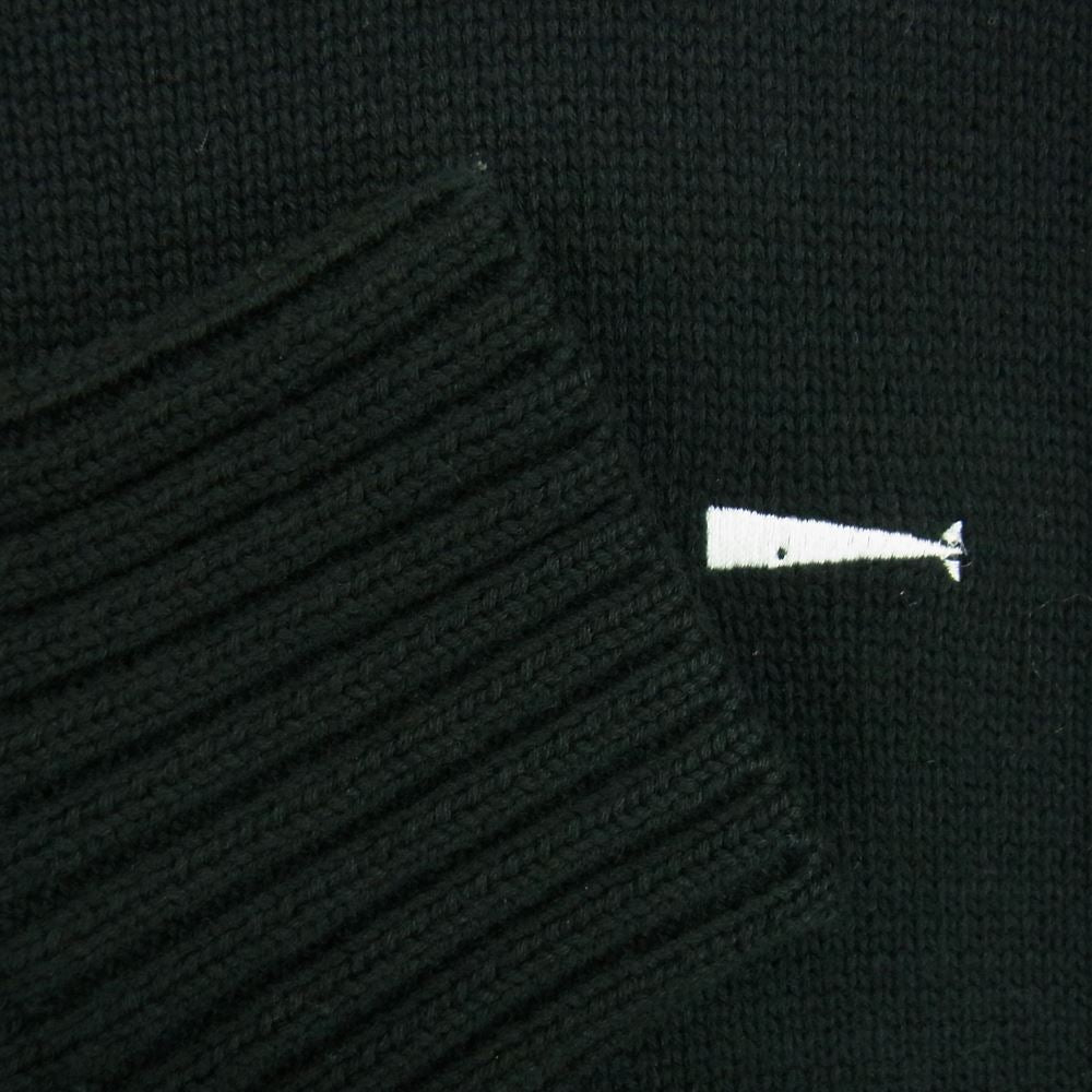 DESCENDANT ディセンダント JEU COTTON KNIT ワンポイント クルー ネック ニット  ブラック系 2【中古】