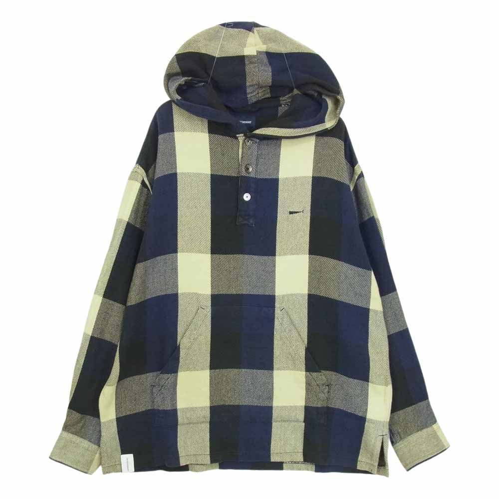 DESCENDANT ディセンダント 192WVDS-SHM05 HOODED LS SHIRT ブロック チェック フーデッド ネルシャツ ブルー系 1【中古】
