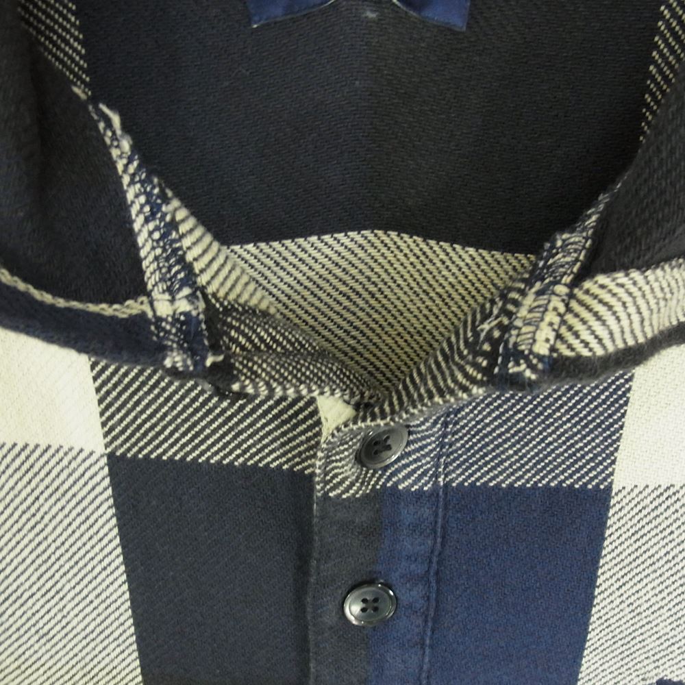 DESCENDANT ディセンダント 192WVDS-SHM05 HOODED LS SHIRT ブロック チェック フーデッド ネルシャツ ブルー系 1【中古】