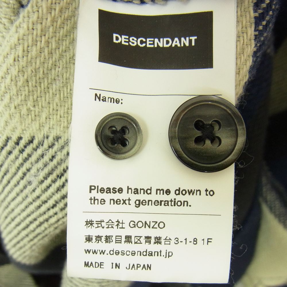 DESCENDANT ディセンダント 192WVDS-SHM05 HOODED LS SHIRT ブロック チェック フーデッド ネルシャツ ブルー系 1【中古】