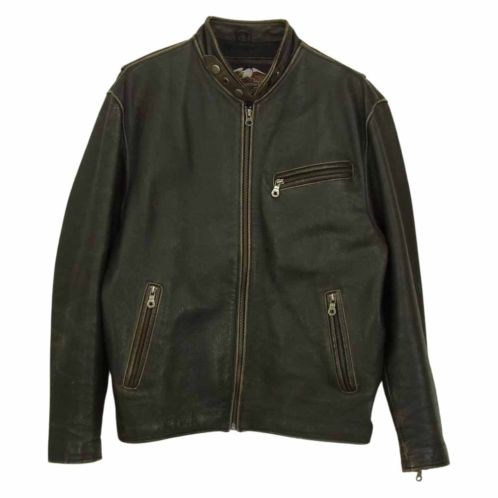 HARLEY DAVIDSON ハーレーダビッドソン 90a シングル レザー ライダース ジャケット ブラック系 M【中古】