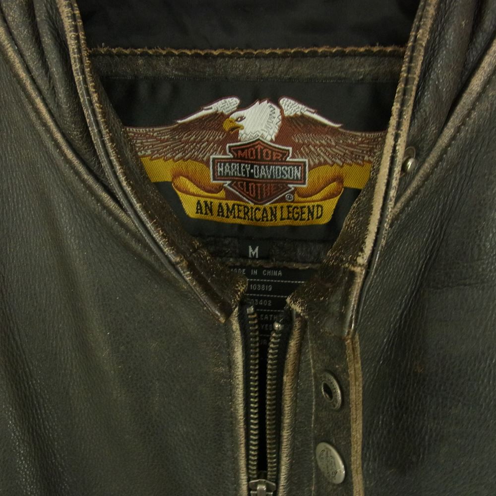 HARLEY DAVIDSON ハーレーダビッドソン 90a シングル レザー ライダース ジャケット ブラック系 M【中古】