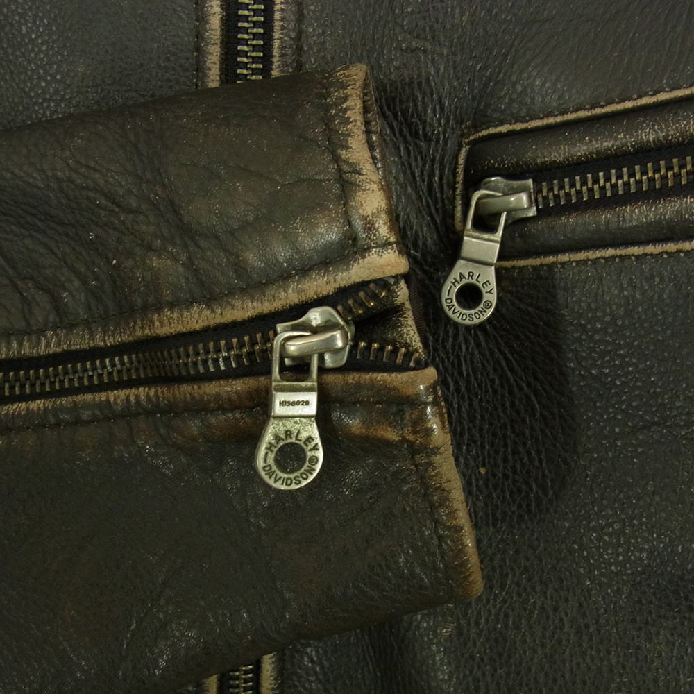 HARLEY DAVIDSON ハーレーダビッドソン 90a シングル レザー ライダース ジャケット ブラック系 M【中古】