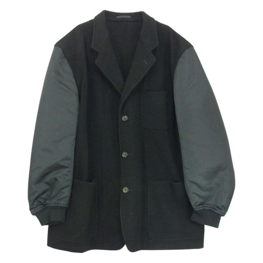 COMME des GARCONS HOMME コムデギャルソンオム AD1996 HJ-04022M 田中啓一オム ヴィンテージ 袖切替 圧縮ウール テーラード ジャケット ブラック系 M【中古】