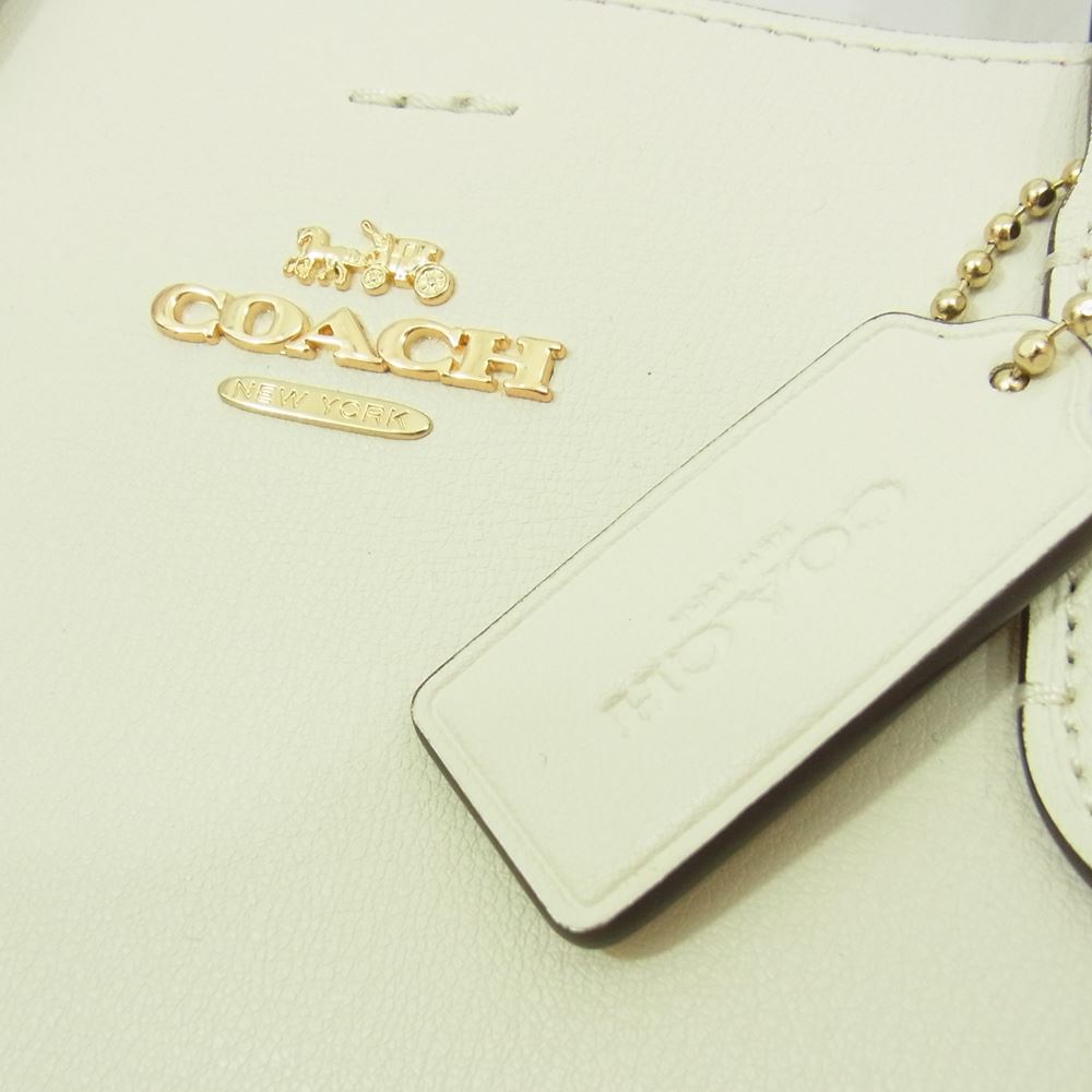 COACH コーチ F73277 ミニ アベニューキャリーオール レザー ハンドバッグ  ホワイト系【中古】