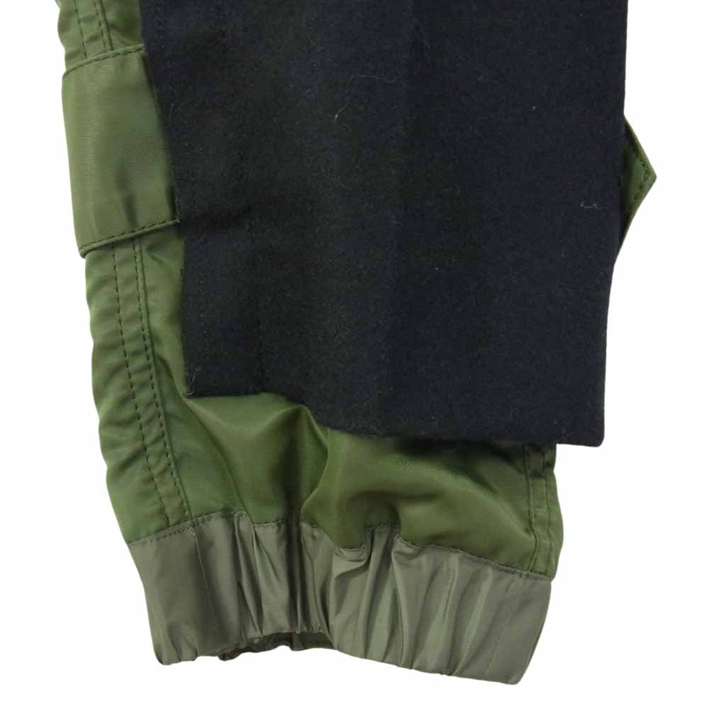 Sacai Sacai サカイ 18-04039 ウール パンツ Sacai サカイ 18-04039 ウール ナイロンツイル 切替 パネル ドッキング