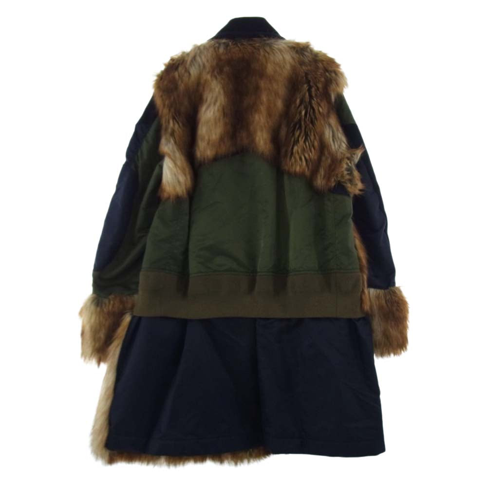Sacai サカイ 18-04032 Military Coat Faux Fur Panel ミリタリー フェイク ファー パネル ドッキング ナイロン ウール コート ネイビー系 カーキ系 1【中古】
