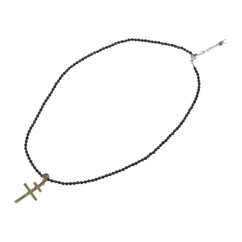 クレセントルナ クロス オニキス ペンダント ネックレス ブラック系 ゴールド系【中古】