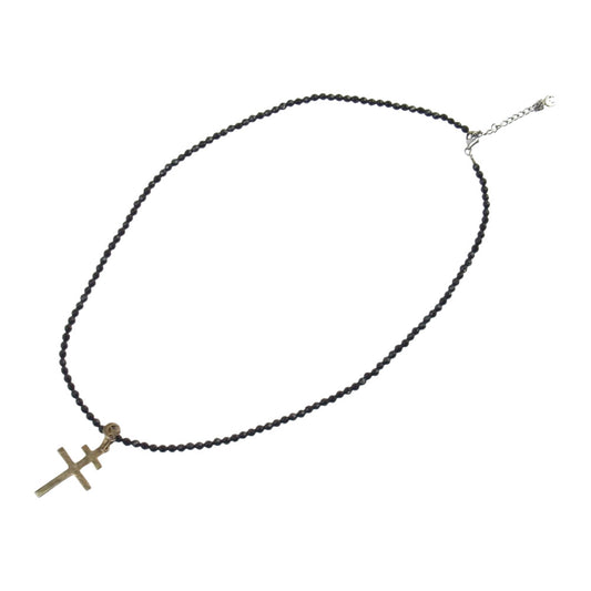 クレセントルナ クロス オニキス ペンダント ネックレス ブラック系 ゴールド系【中古】