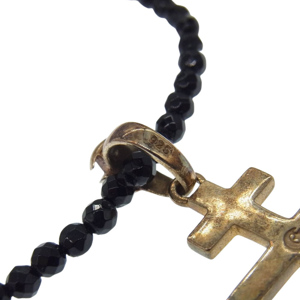 クレセントルナ クロス オニキス ペンダント ネックレス ブラック系 ゴールド系【中古】
