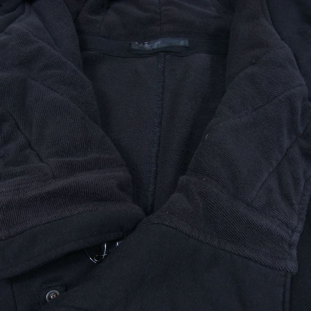 JULIUS ユリウス 13AW 437COM5 COTTON TENCEL SWEAT コットン テンセル ビッグ フーデッド スウェット デフォームド フーデット コート ブラック系 1【中古】