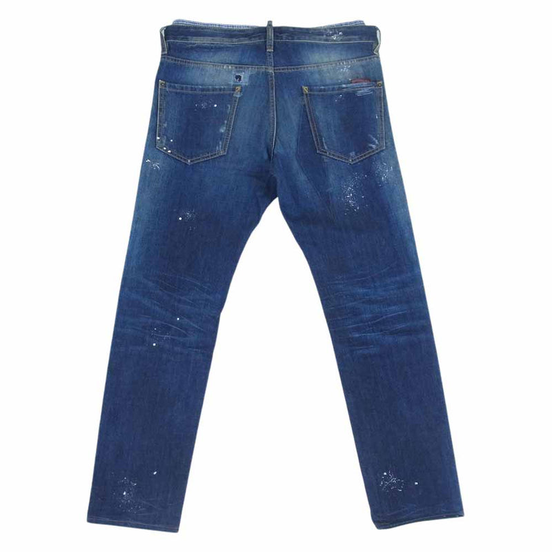 DSQUARED2 ディースクエアード S71LA0822 S30309 Cool guy jean ダメージ リペア 加工 ダブルウエスト デニム パンツ インディゴブルー系 48【中古】