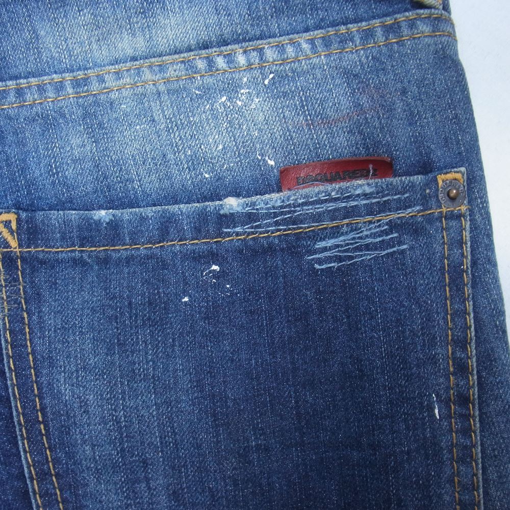 DSQUARED2 ディースクエアード S71LA0822 S30309 Cool guy jean ダメージ リペア 加工 ダブルウエスト デニム パンツ インディゴブルー系 48【中古】