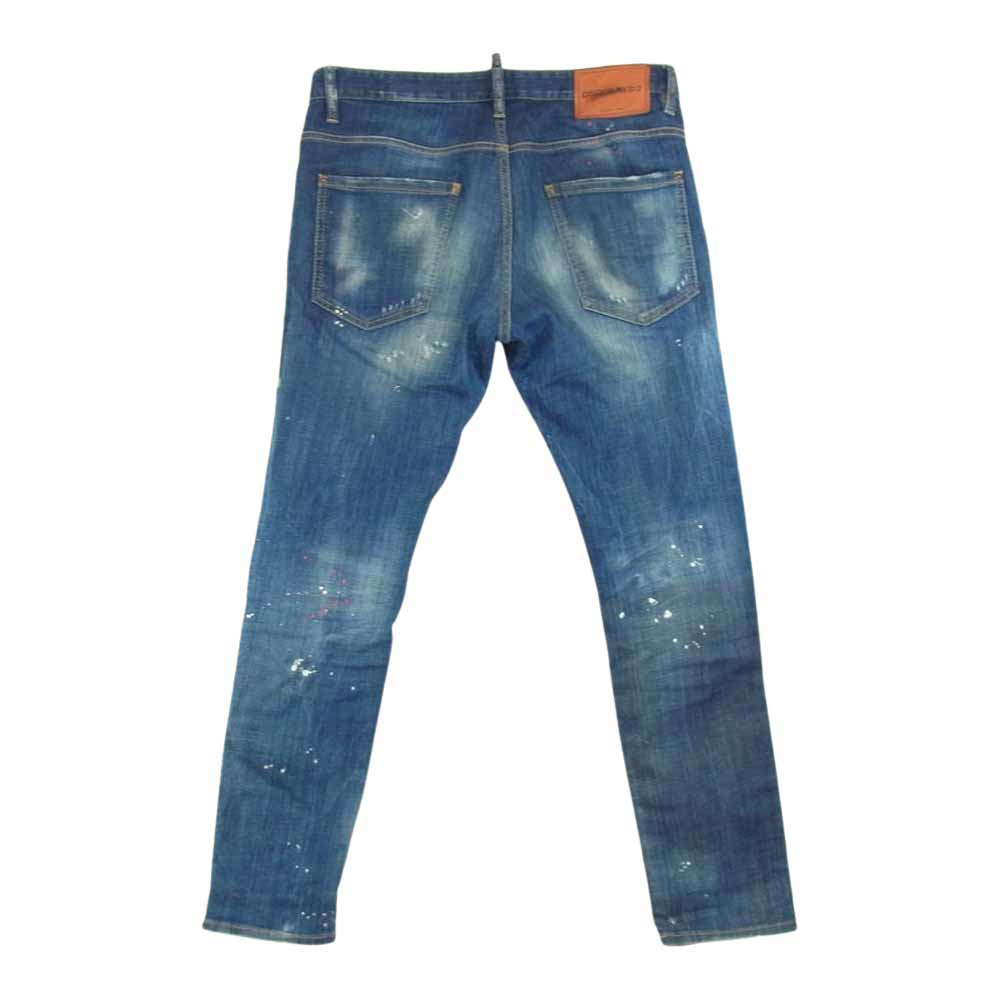 DSQUARED2 ディースクエアード S74LB0593 S30342 HONEY BABY WASH SKATER JEAN ペイント ダメージ 加工 デニムパンツ インディゴブルー系 48【中古】