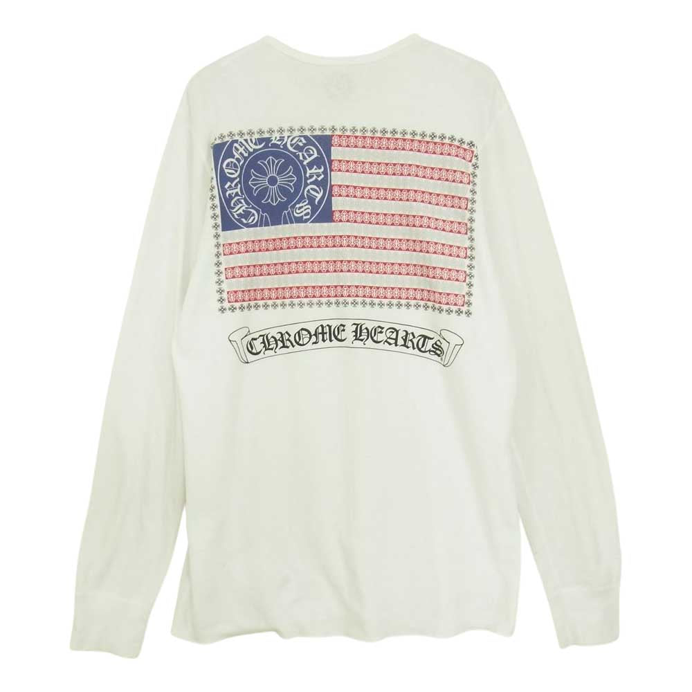 CHROME HEARTS クロムハーツ（原本無） ダガー 星条旗 バックプリント サーマル カットソー 長袖Tシャツ ホワイト系 L【中古】