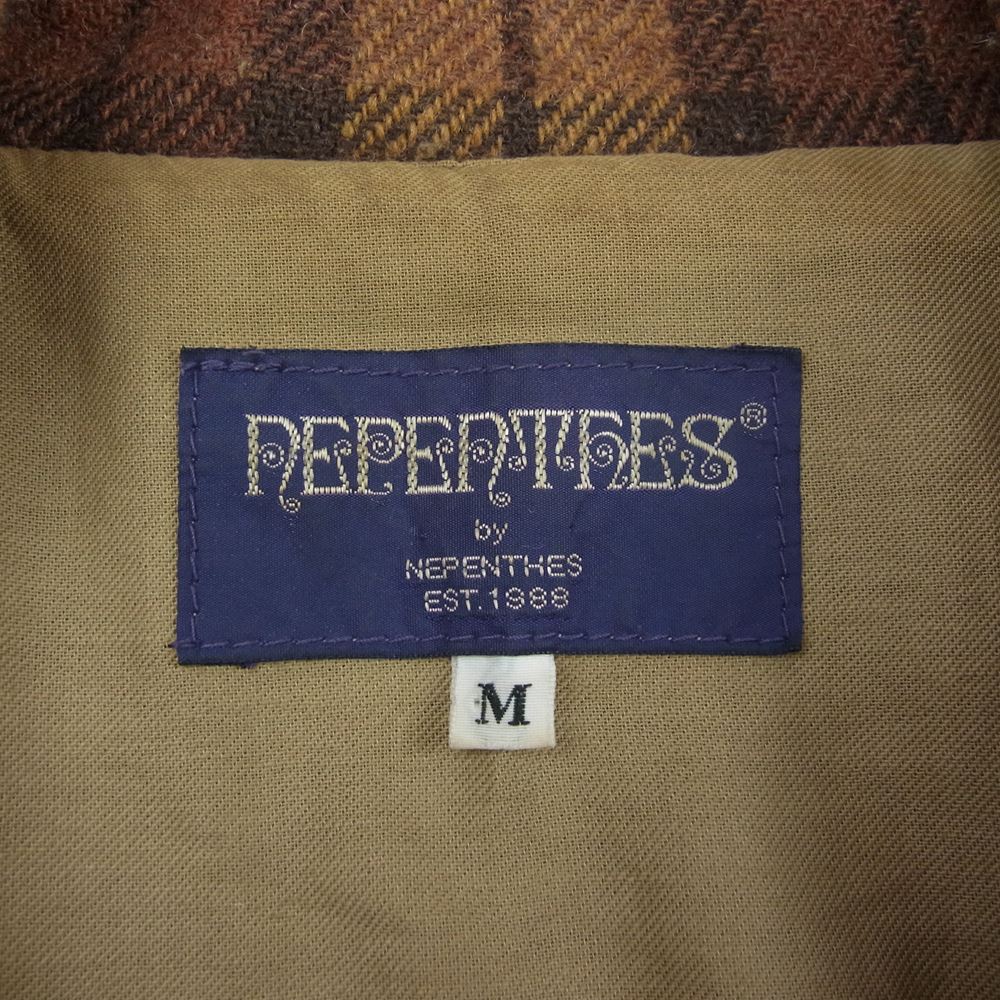 NEPENTHES ネペンテス ウール チェック ダブル ライダース ジャケット ブラウン系 M【中古】