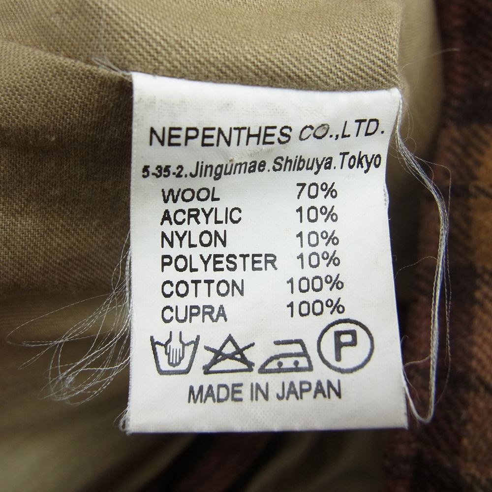 NEPENTHES ネペンテス ウール チェック ダブル ライダース ジャケット ブラウン系 M【中古】