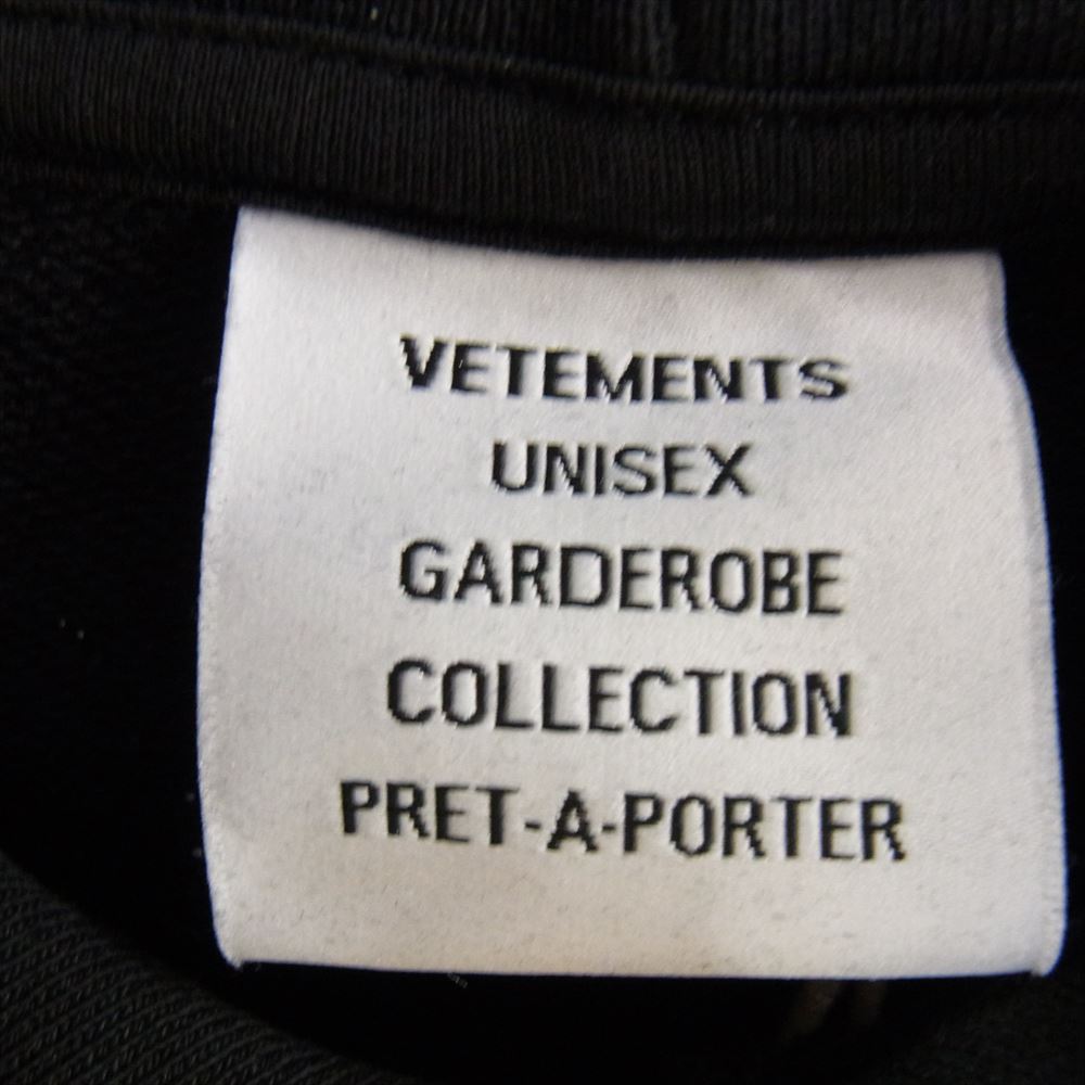 VETEMENTS ヴェトモン UA52TR900X BLACK LABEL Logo Hoodie ブラックレーベル ロゴ フーディー パーカー ブラック系 グリーン系 M【中古】