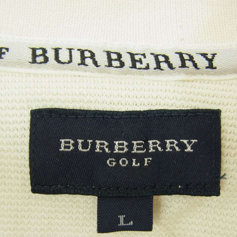 BURBERRY バーバリー ポケット ロゴ 刺繍 長袖 ポロシャツ ホワイト系 L【美品】【中古】