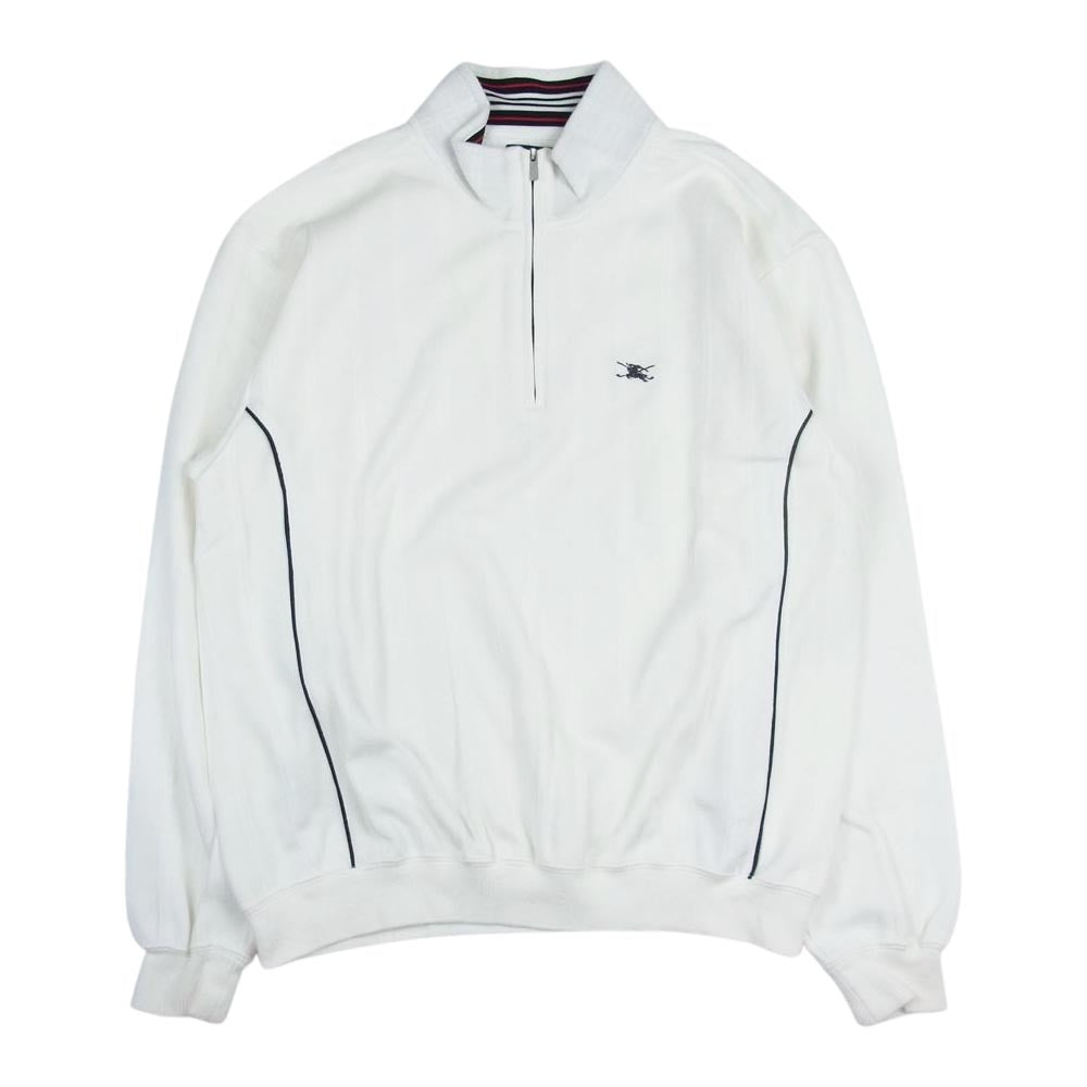 BURBERRY バーバリー BFV45-603-02 ハーフジップ ロゴ ライン スウェット ホワイト系 L【中古】