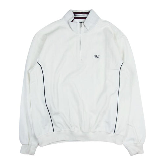 BURBERRY バーバリー BFV45-603-02 ハーフジップ ロゴ ライン スウェット ホワイト系 L【中古】
