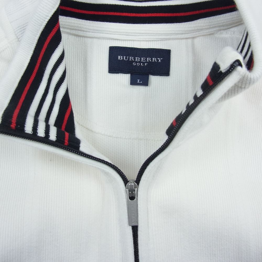 BURBERRY バーバリー BFV45-603-02 ハーフジップ ロゴ ライン スウェット ホワイト系 L【中古】