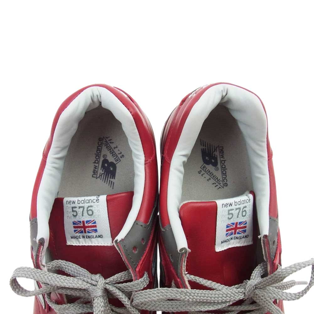 NEW BALANCE ニューバランス 576 M576RED 英国製 オールレザー ローカット スニーカー レッド系 27.5cm【中古】