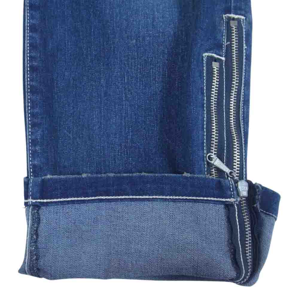 VANSON バンソン ダメージ加工 裾ジップ ストレッチ バイカー デニムパンツ ネイビー系 36【中古】
