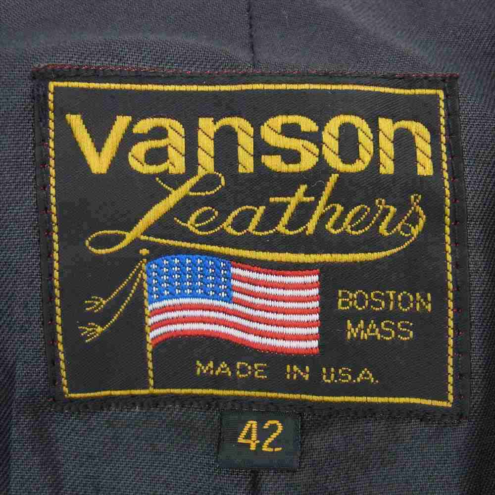VANSON バンソン USA製 RACE JACKET PATCHES ワンスター レザー ワッペン シングル レーシング ライダースジャケット ブラック系 42【中古】