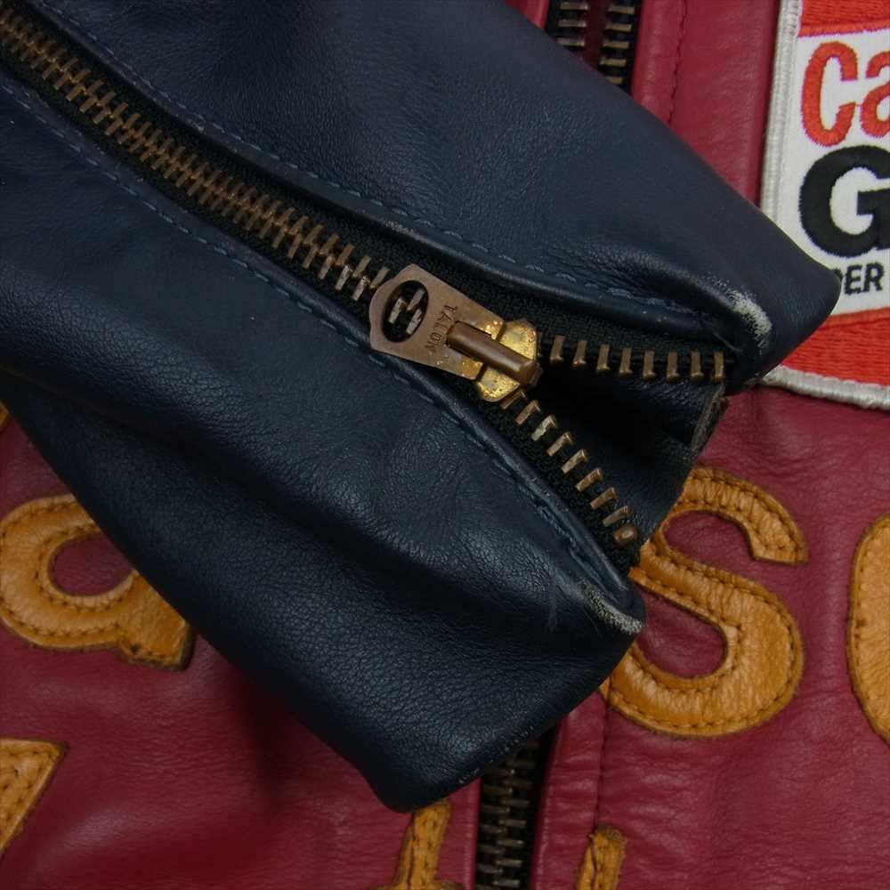 VANSON バンソン USA製 RACE JACKET PATCHES ワンスター レザー ワッペン シングル レーシング ライダースジャケット ブラック系 42【中古】