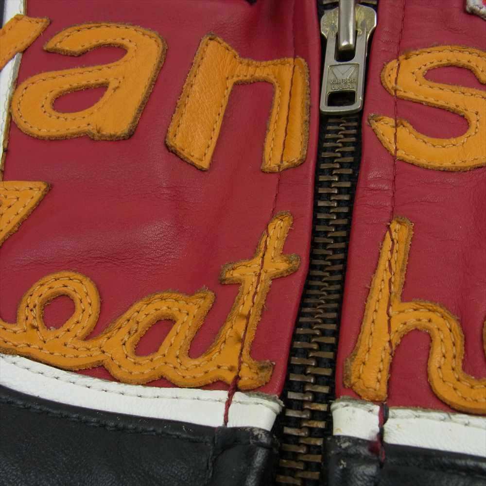 VANSON バンソン USA製 RACE JACKET PATCHES ワンスター レザー ワッペン シングル レーシング ライダースジャケット ブラック系 42【中古】