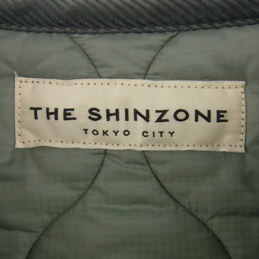 シンゾーン 21AW 21AMSC005 QUILTING COAT コーデュロイ切替 キルティング ノーカラーコート グリーン系 F【中古】