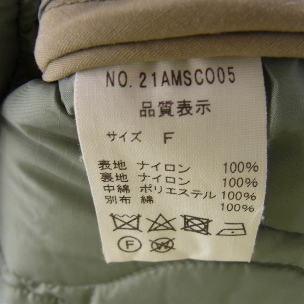 シンゾーン 21AW 21AMSC005 QUILTING COAT コーデュロイ切替 キルティング ノーカラーコート グリーン系 F【中古】