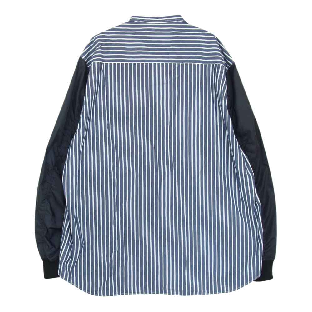 アンルート 21AW 7311-299-0065 袖切替 ストライプ バンドカラー 長袖 シャツ ネイビー系 3【中古】