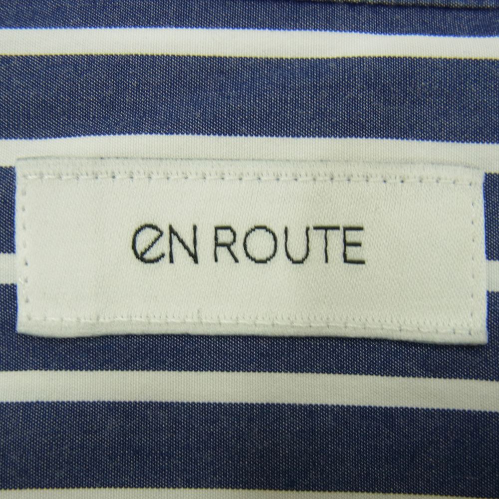 アンルート 21AW 7311-299-0065 袖切替 ストライプ バンドカラー 長袖 シャツ ネイビー系 3【中古】