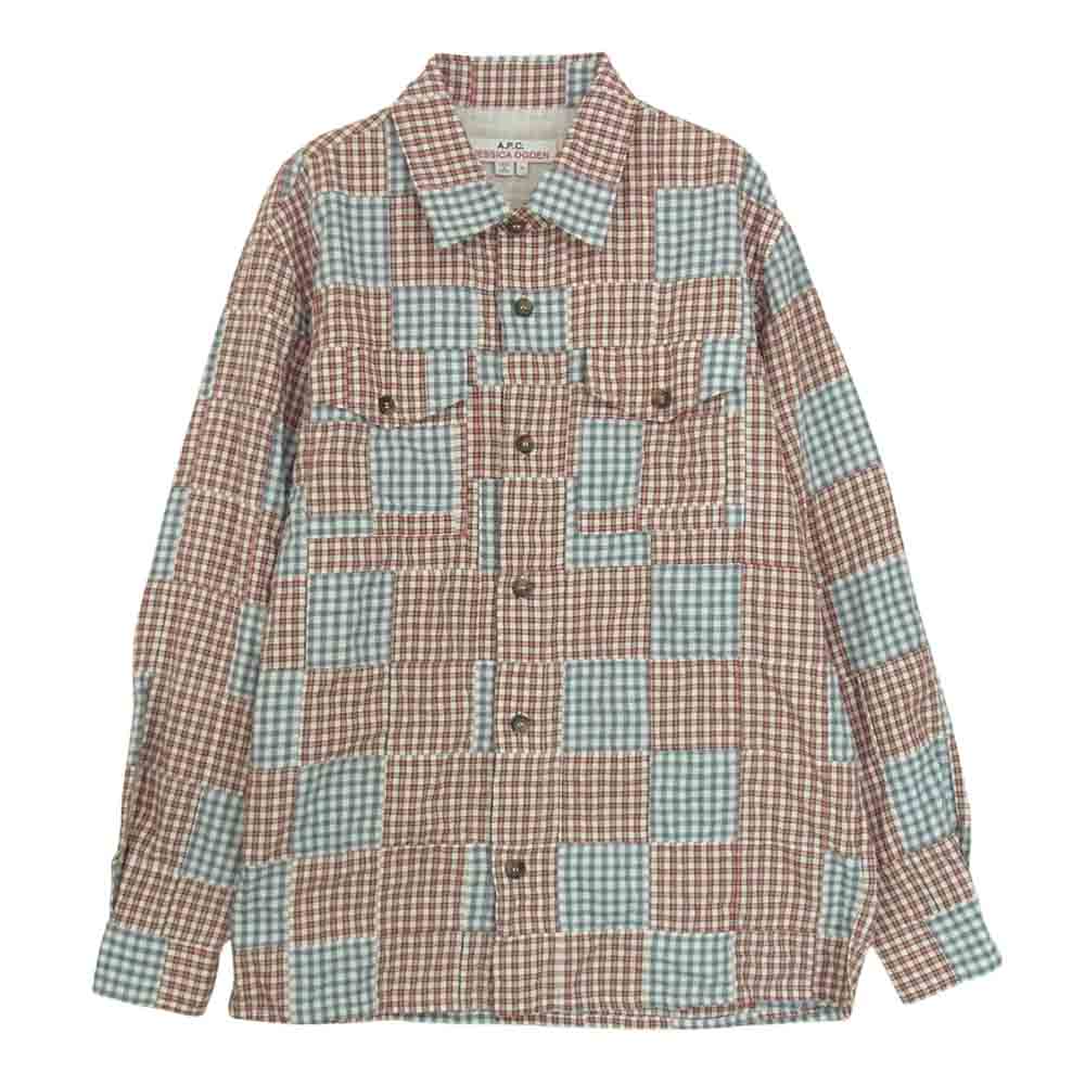 A.P.C. アーペーセー 22AW 24223-1-72051 国内正規品 JESSICA OGDEN ジェシカオグデン パッチワーク チェック オーバー 長袖 シャツ レッド系 M【中古】