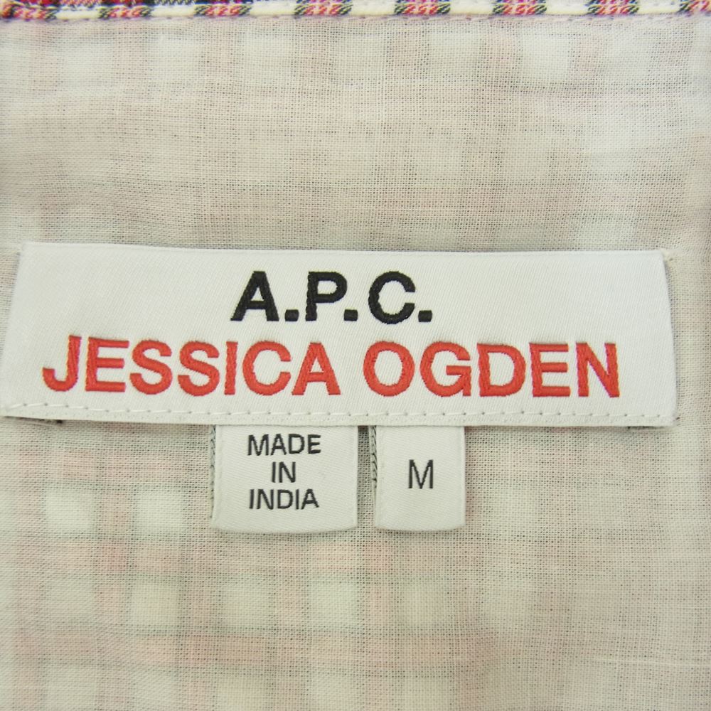 A.P.C. アーペーセー 22AW 24223-1-72051 国内正規品 JESSICA OGDEN ジェシカオグデン パッチワーク チェック オーバー 長袖 シャツ レッド系 M【中古】