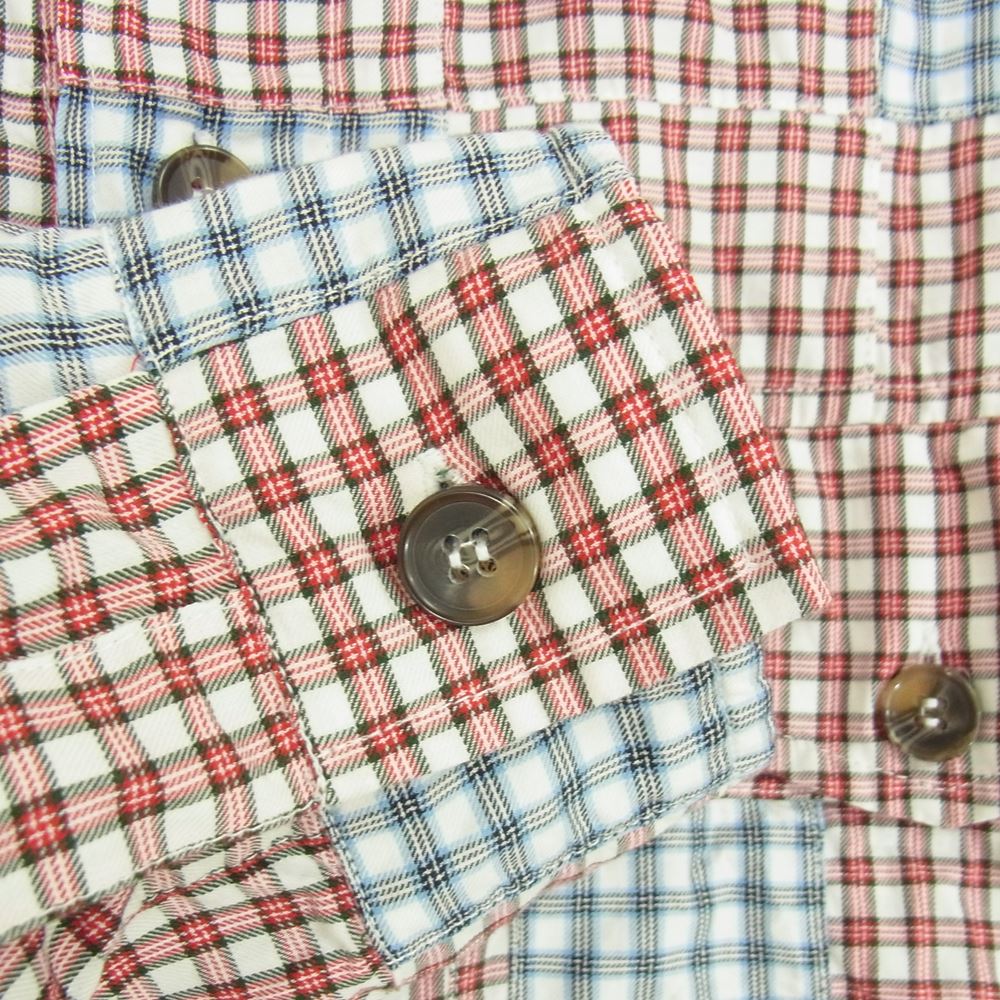 A.P.C. アーペーセー 22AW 24223-1-72051 国内正規品 JESSICA OGDEN ジェシカオグデン パッチワーク チェック オーバー 長袖 シャツ レッド系 M【中古】