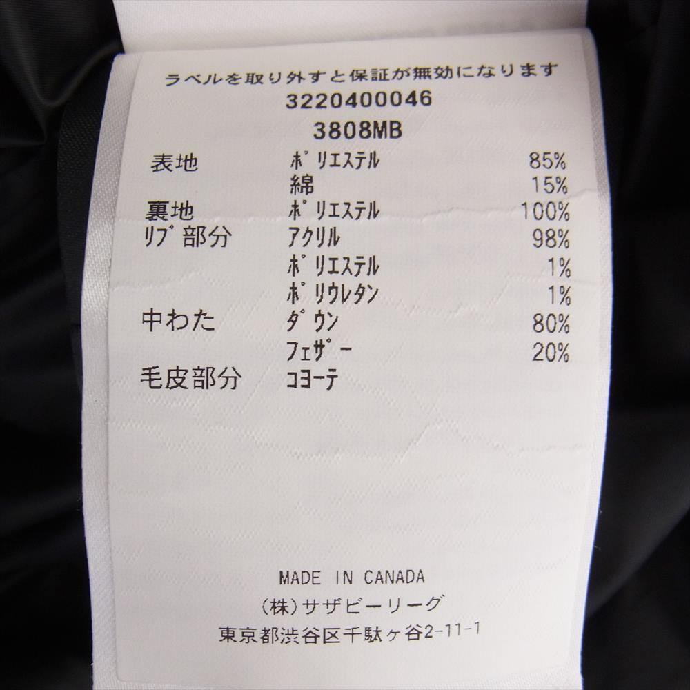 CANADA GOOSE カナダグース 3808MB 国内正規品 BLACK LABEL ブラックレーベル サザビーリーグ WYNDHAM PARKA ウィンダムパーカ ファーフード付 ダウンジャケット ブラック系 XL【中古】