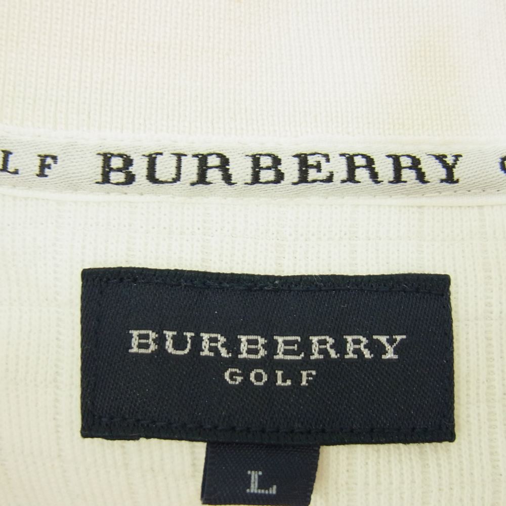 BURBERRY バーバリー ロゴ 刺繍 長袖 ポロシャツ  ホワイト系 L【中古】