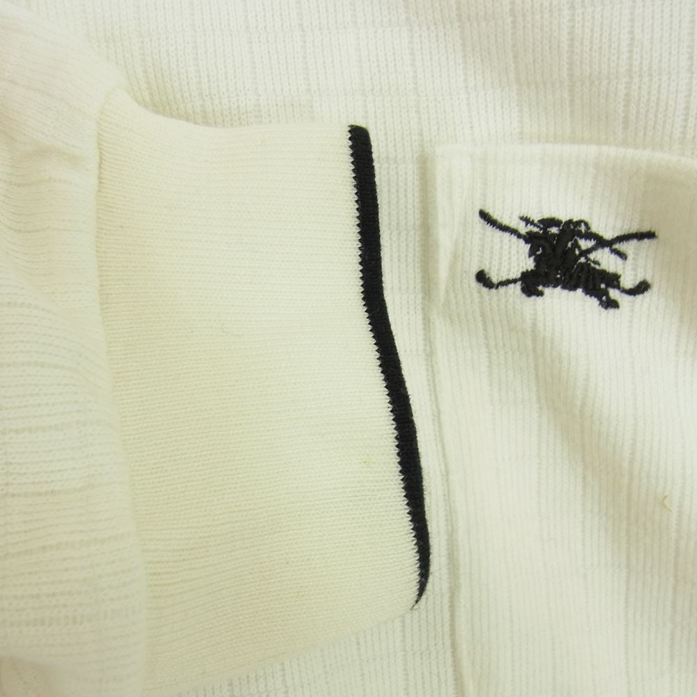 BURBERRY バーバリー ロゴ 刺繍 長袖 ポロシャツ  ホワイト系 L【中古】